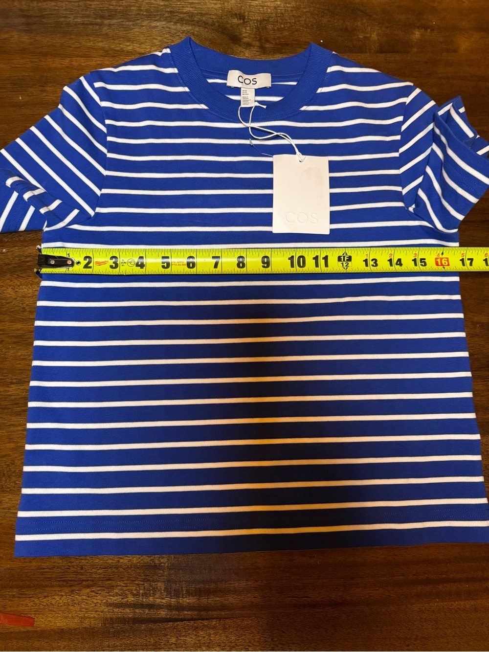 COS  Blue and White Striped Short-Sleeve Tee 100% cotton Nautical classic top - Picture 5 of 7